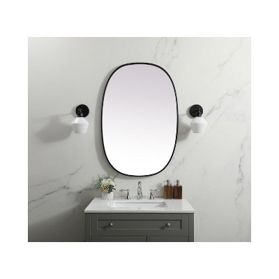 Black Oval Full Length Metal Frame Bathroom Mirror