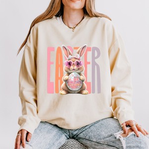 Easter Bunny Disco Ball - Women's Lightweight Garment Dyed Sweatshirt - 1 of 4