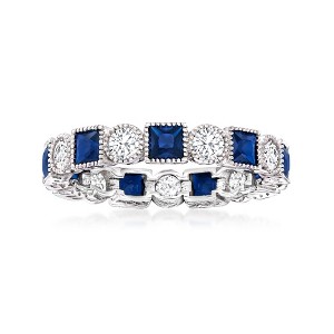 Ross-Simons 1.20 ct. t.w. Square Simulated Sapphire and .80 ct. t.w. CZ Eternity Band in Sterling Silver - 1 of 4