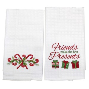C & F Enterprises 26.5 Inch Friends Best Presents Towels Christmas Candycanes Gifts Kitchen Towel - 1 of 4