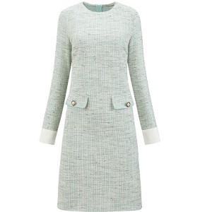 INSPIRE CHIC Women's Tweed Round Neck Formal Work Long Sleeve Sheath Dresses - 1 of 4