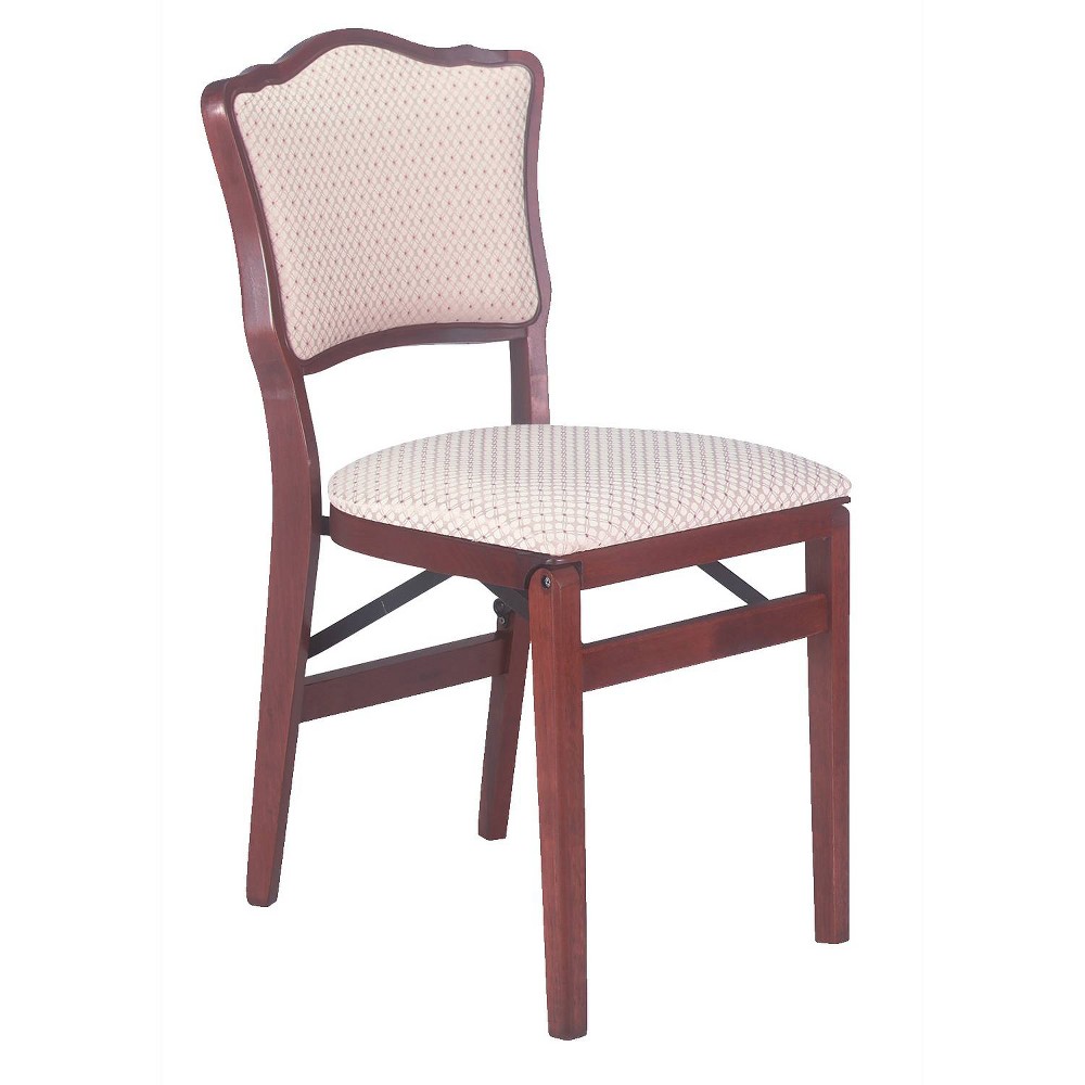 MECO Stakmore French Fabric Upholstered Seat Folding Chair, Cherry