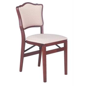Set of 2 French Upholstered Back Folding Chair Cherry - Stakmore