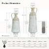 LuxenHome Set of 2 Distressed Off White and Rustic Brown Metal Pitcher Vase - 3 of 4