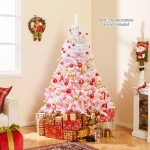 Tangkula Artificial Christmas Tree Hinged Snow Flocked Xmas Tree w/ Lush Branch Tips - 1 of 4