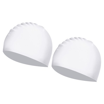 Unique Bargains Silicone Waterproof Non-Slip Adult Swimming Caps 2 Pcs