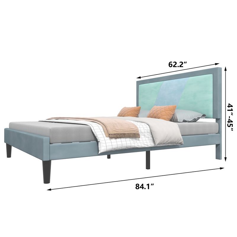 WhizMax Bed Frame with Headboard, Strong Wooden Slats Platform, No Box Spring Needed, Easy Assembly, 5 of 8