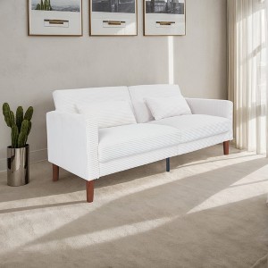 DOMETOUR 74" Loveseat Sofa, Corduroy Sofa Couch with 2 Pillows Small Modern Comfy Couch for Living Room - 1 of 4