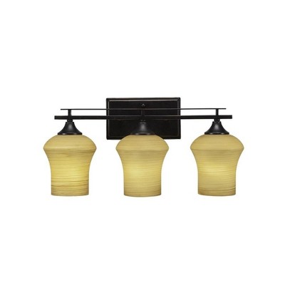 Uptowne Bronze 3-Light Vanity with Linen Glass Shades