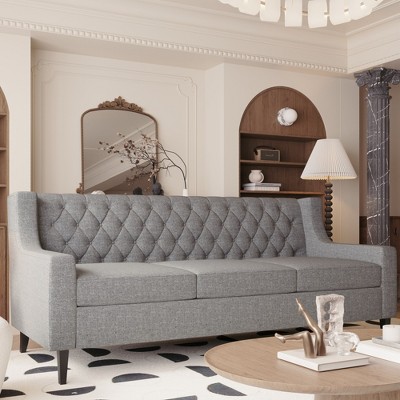 VYNXARIA 78.75inch 3-Seater Sofa,Button-Tufted Backrest,Comfy Cushions,Mid-Century Modern Design for Living Room & Bedroom