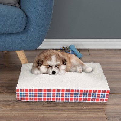 Orthopedic Dog Bed with Memory Foam and Top  Removable, Machine Washable Cover  20.5 x 15.5 x 3.5 Pet Bed by Petmaker (Plaid)