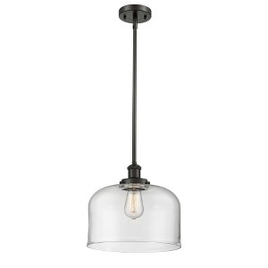 Bell - 1 Light Stem Hung Mini Pendant In Industrial Style-10 Inches Tall and 12 Inches Wide - 1 of 1