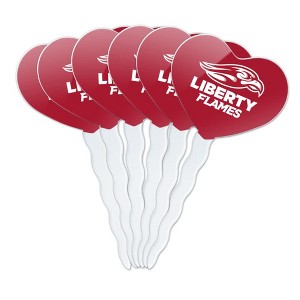 Liberty University Secondary Logo Heart Love Cupcake Picks Toppers Decoration Set of 6 - 1 of 4