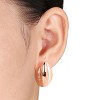 EVERLY JEWELRY | Rose Plated Sterling Silver 12 CT TGW Simulated Champagne and Coffee Cat Eye Domed Earrings - 2 of 2
