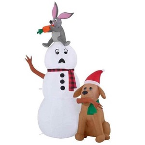 6FT LED Snowman with Bunny and Dog Christmas Inflatable - 1 of 3