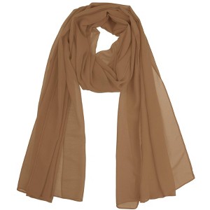 Elerevyo Women's Solid Chiffon Sheer Lightweight Soft Long Scarf Shawl 1 Pc - 1 of 4