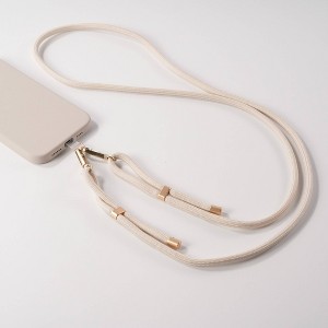 Hello Lux Nylon Rope Phone Crossbody Strap with Gold Accents - Beige - 1 of 4