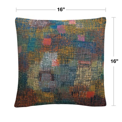 Paul Klee Abstract Multicolor Polyester Square Throw Pillow