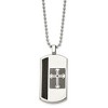 Chisel Stainless Steel Brushed and Black IP-plated Cable Inlay Cross Dog Tag on a 22" Ball Chain Necklace - 2 of 3