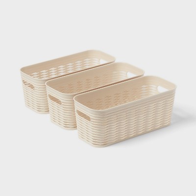 3pk Wave Half Medium Decorative Baskets Cream - Brightroom™