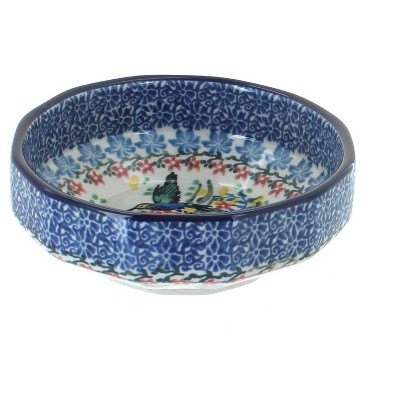 Blue Rose Polish Pottery Hummingbird Small Angular Bowl