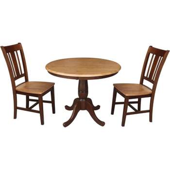 International Concepts 36 inches Round Top Pedestal Table - With 2 Chairs