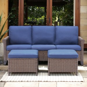 Outdoor Patio Furniture Set All Weather PE Rattan Conversation Set - 1 of 4