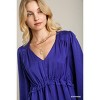 Slickblue Satin Baby Doll Top for Women, V-Neck with Ruffle Detail, Long Sleeve Blouse, Black/Wine/Sapphire, Size S-L - 4 of 4