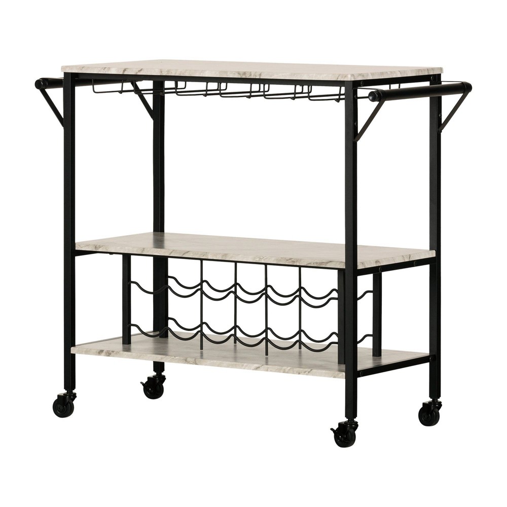 Maliza Bar Cart with Wine Bottle Storage and Wine Glass Rack  - South Shore