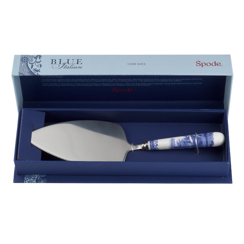 Spode Blue Italian Cake Server Knife with Porcelain Handle, 10", Blue White, New, 3 of 6
