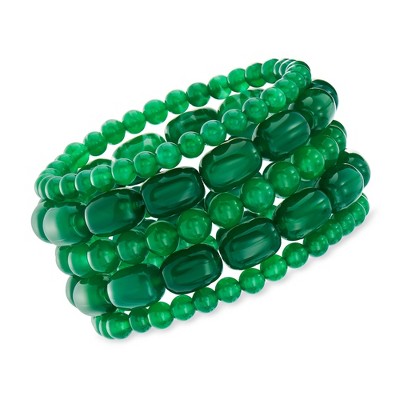 Ross-Simons Green Chalcedony Bead Jewelry Set: 5 Stretch Bracelets Size 7