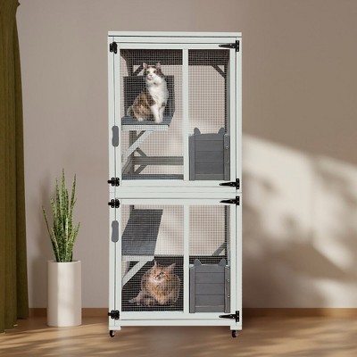 Catio Outdoor Cat Enclosure 30.7 Cat House With Napping House Platforms Wheels Feral Cat Shelter With Sliding Door For Multiple Cats Target