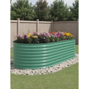 Galvanized Steel Raised Garden Bed, Open-Base Design, Tool-Assembly & Expandable Planter Box for Veggies/Flowers, Rust-Proof, Green/White - 1 of 4