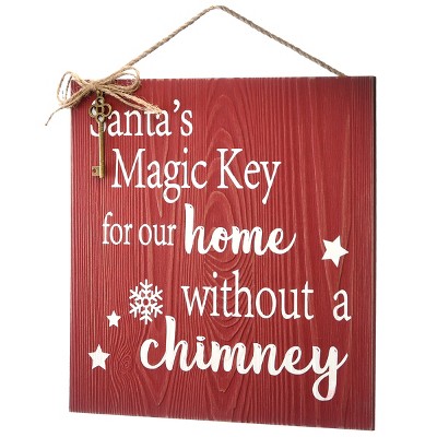 10" Santa's Magic Key Sign Door Hanger Decor - National Tree Company