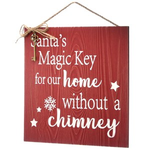 10" Santa's Magic Key Sign Door Hanger Decor - National Tree Company - 1 of 3