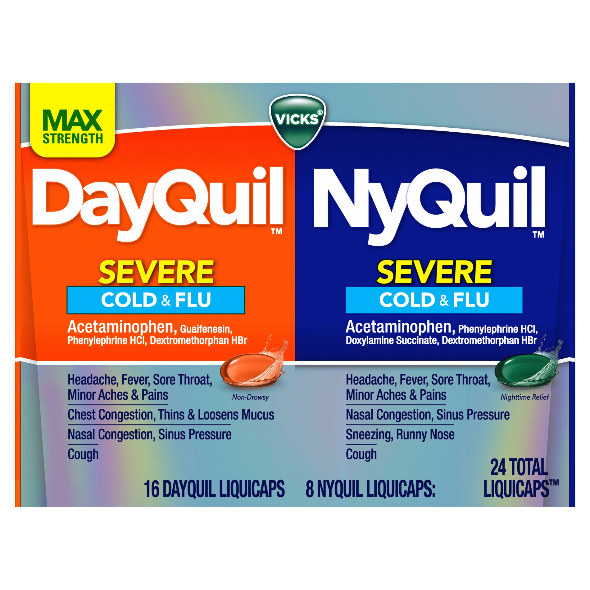Vicks DayQuil & NyQuil Severe Cold & Flu Medicine Liquicaps - 24ct