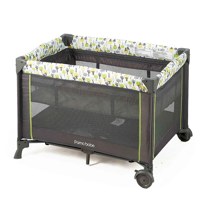Pamo Babe Portable Nursery Center Foldable Bassinet Play Yard Crib Sleeper with Travel Cot, Changing Table Diaper Station, Mobile, & Carry Bag, Green, 2 of 9