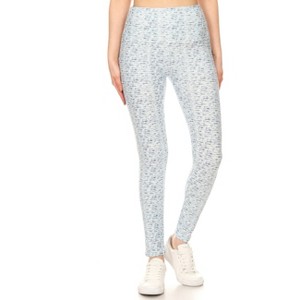 Slickblue Long Yoga Leggings, Multi Print Knit, High Waist, Banded Lined Waistband, Stretch Fit, One Size - 1 of 4