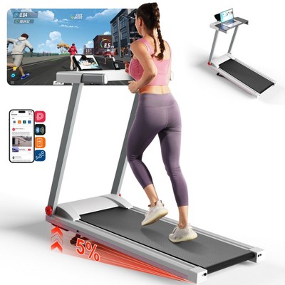 Superun 16.53 * 39.37 in Run belt Smart Fold Treadmill with 6% Incline Fold Walk Pad