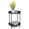 VisioGear 2-Tier Patio End Table, Outdoor Round Small Coffee Table with Removable Tray for Garden Balcony Yard, Black, 17.3"*17.3"*20.5" - 2 of 4
