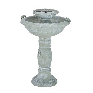 Smart Solar 32.25" Country Gardens intelliSOLAR 2-Tiered Fountain with Remote - Weathered Stone - 1 of 3