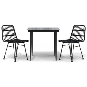 vidaXL Garden Dining Set Black Steel, polyethylene, tempered glass - Black 31.5" table length 2 - 1 of 4