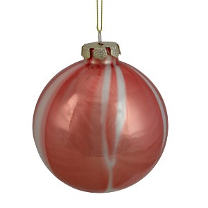 Northlight 4" Red and White Marbled Glass Christmas Ornament - 1 of 4