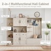 KTMBDW Hall Tree with Bench and Shoe Storage, Storage Cabinet with Open Shelves, Shoe Cubbies & 4 Coat Hooks, Barn Door - 4 of 4