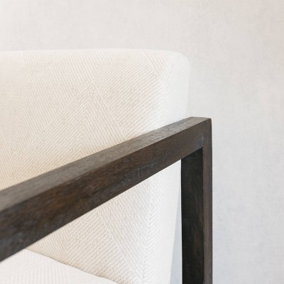 Alarick Cream and Black Transitional Wood Accent Chair