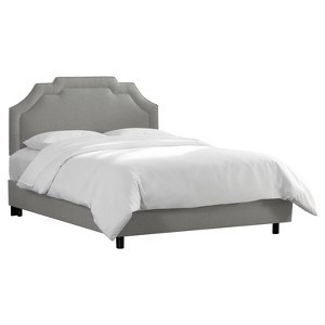 Axel Upholstered Border Bed - Twin - Linen Gray - Skyline Furniture