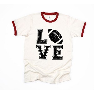 Simply Sage Market Women's Love Football Short Sleeve Ringer Tee - 1 of 3
