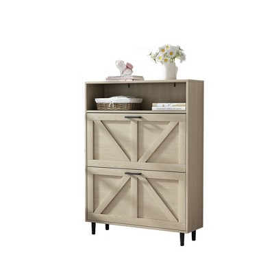NicBex 31.5 Inch Shoe Cabinet with 2 Flip Drawers and Top Cubby for Entryway,Hallway,Living Room