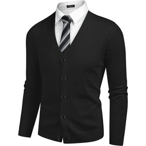 COOFANDY Men's V Neck Cardigan Sweater Casual Lightweight Button Down Knitted Cardigan Sweater - 1 of 4