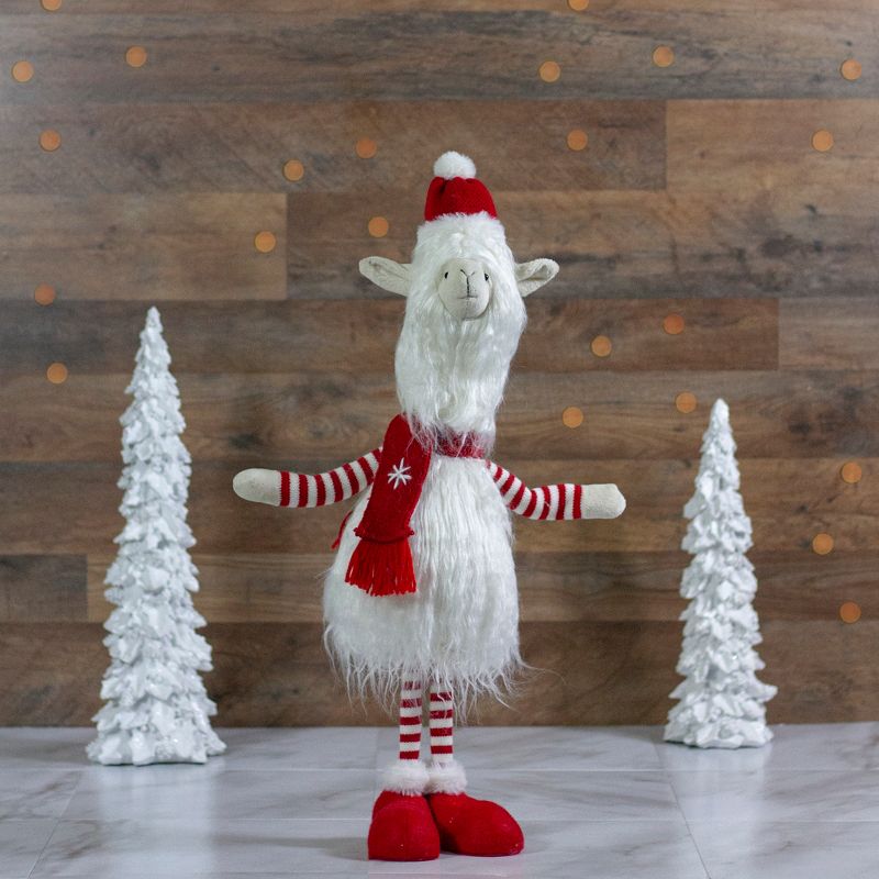 Northlight 26-Inch Plush Red and White Standing Llama Table Top Christmas Decoration, 2 of 6
